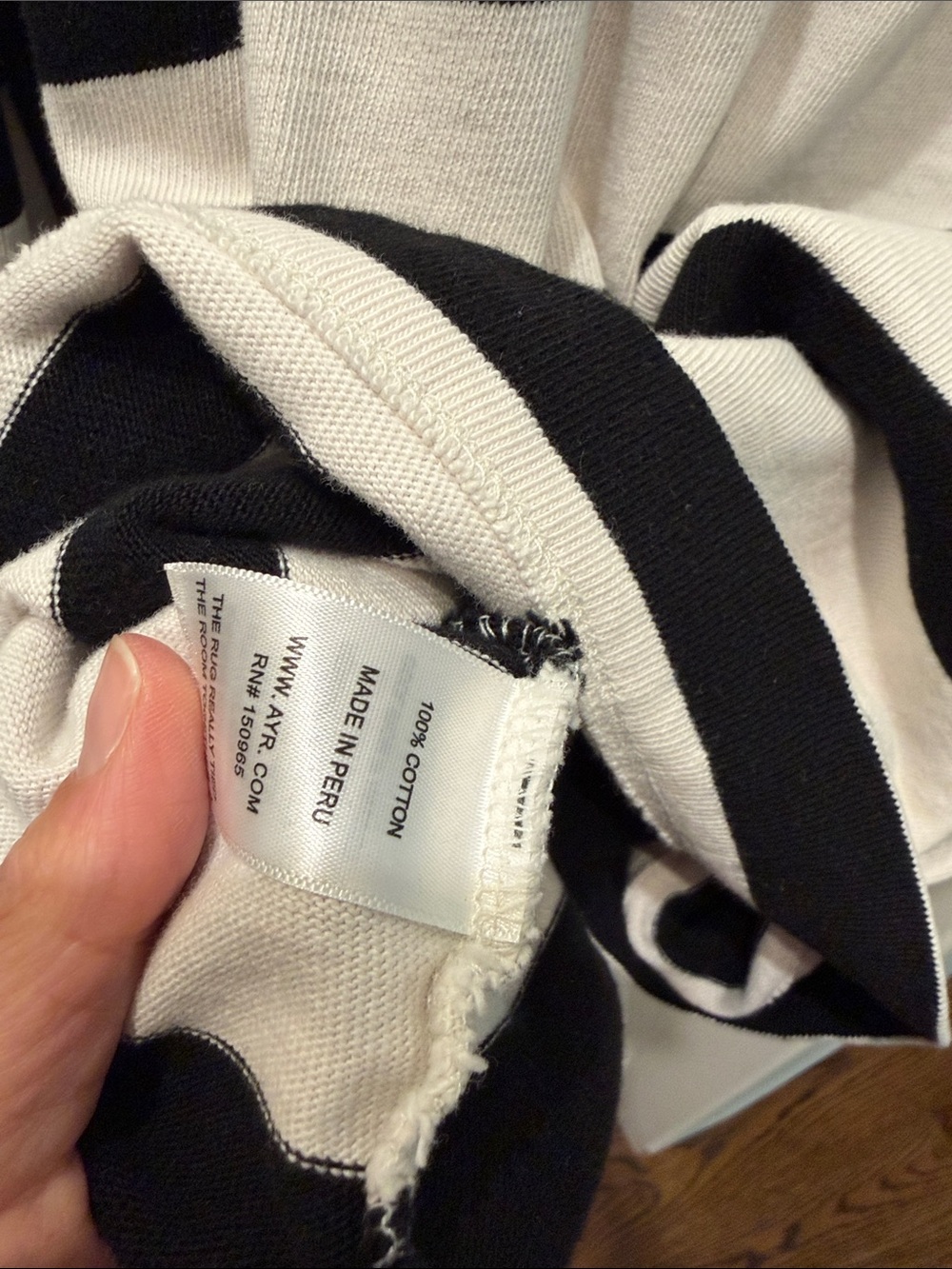 AYR Black & Cream Horizontal Stripe Long-Sleeve Tee - Picture 7 of 7